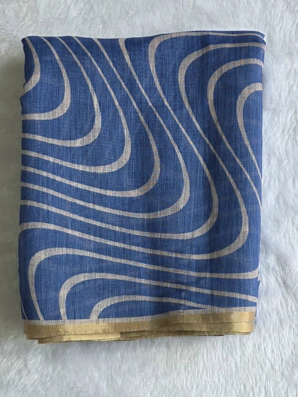 Light Weight Beige Powder Blue Cotton Silk Saree