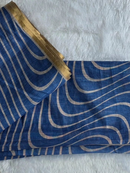 Light Weight Beige Powder Blue Cotton Silk Saree