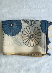 Light Weight Half White Grey Cotton Silk Saree