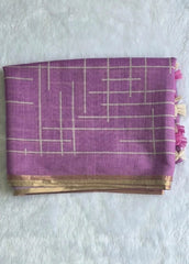 Light Weight Light Purple Cotton Silk Saree