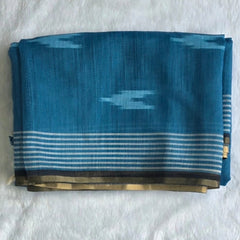 Light Weight Black Teal Blue Cotton Silk Saree
