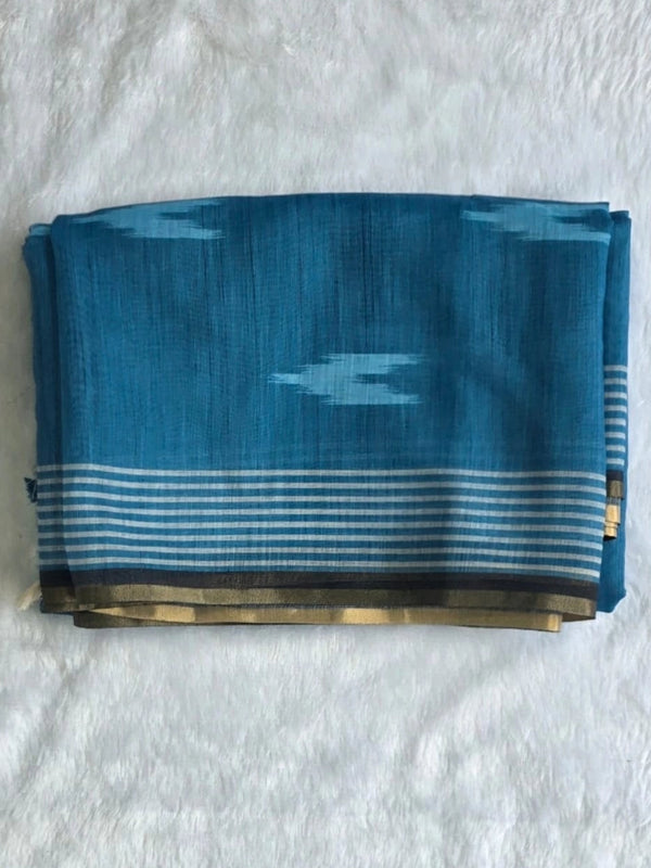 Light Weight Black Teal Blue Cotton Silk Saree