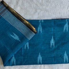 Light Weight Black Teal Blue Cotton Silk Saree