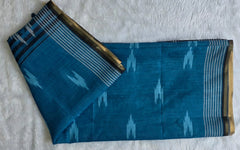 Light Weight Black Teal Blue Cotton Silk Saree