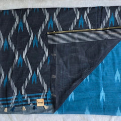Light Weight Black Teal Blue Cotton Silk Saree