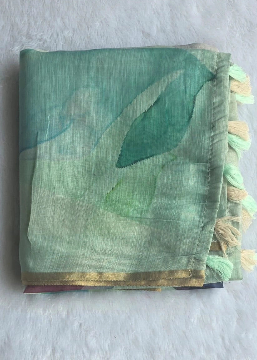 Light Weight Pista Cotton Silk Saree