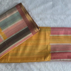 Light Weight Yellow Cotton Silk Saree