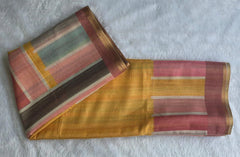 Light Weight Yellow Cotton Silk Saree