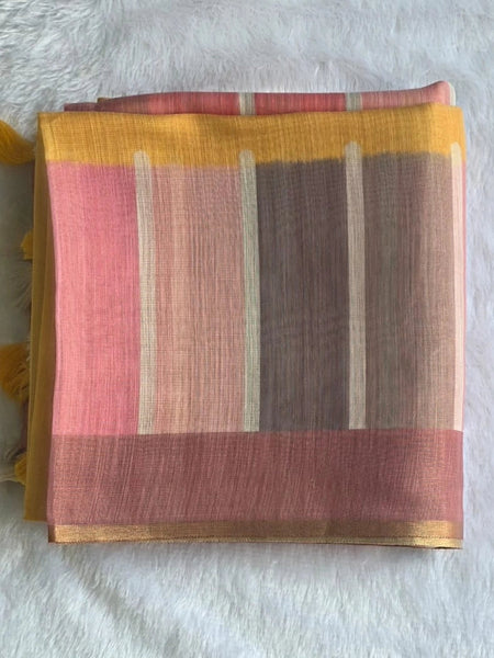 Light Weight Yellow Cotton Silk Saree