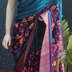 Savaya Blue Purple Semi Silk Saree