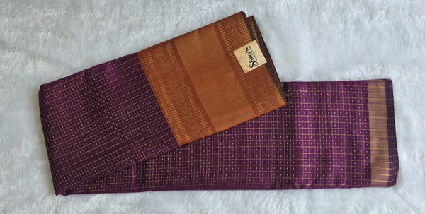 Checks Contrast Semi Silk Saree