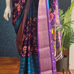 Savaya Blue Purple Semi Silk Saree