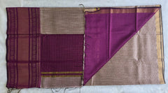 Checks Light Purple Magenta Semi Silk Saree