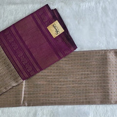 Checks Light Purple Magenta Semi Silk Saree