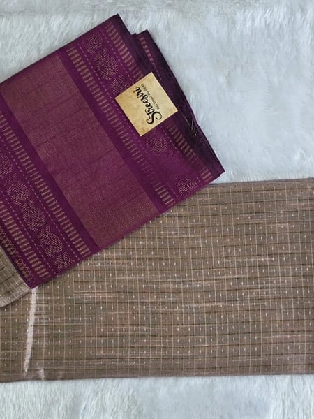 Checks Light Purple Magenta Semi Silk Saree