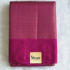 Brocade Pink Semi Silk Saree