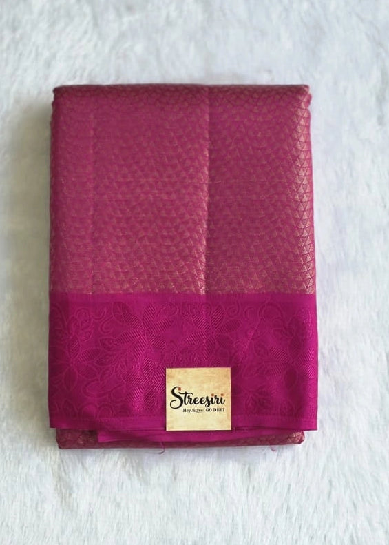 Brocade Pink Semi Silk Saree