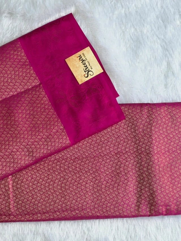 Brocade Pink Semi Silk Saree