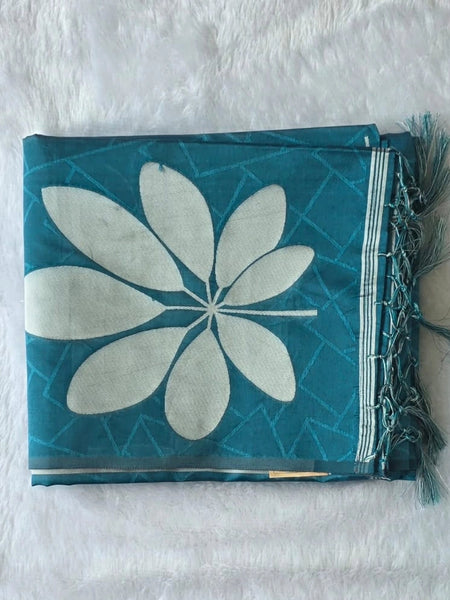 Viscose  Blue Tussar Saree