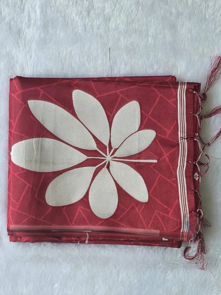 Viscose  Tussar Floral Print Saree