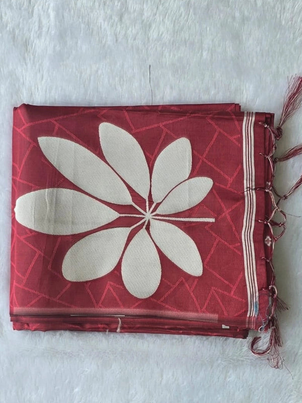 Viscose  Tussar Floral Print Saree