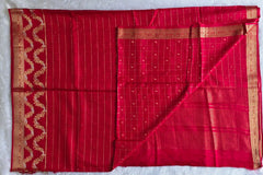Big Checks Reddish Pink Semi Silk Saree
