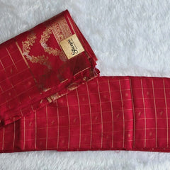 Big Checks Reddish Pink Semi Silk Saree
