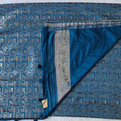 Kathan Blue Silk Saree