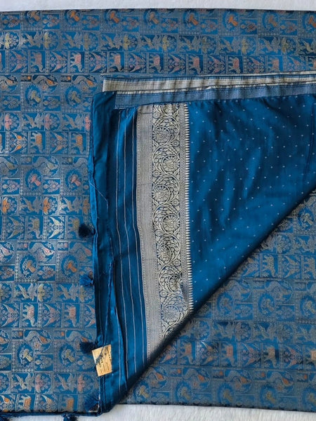 Kathan Blue Silk Saree