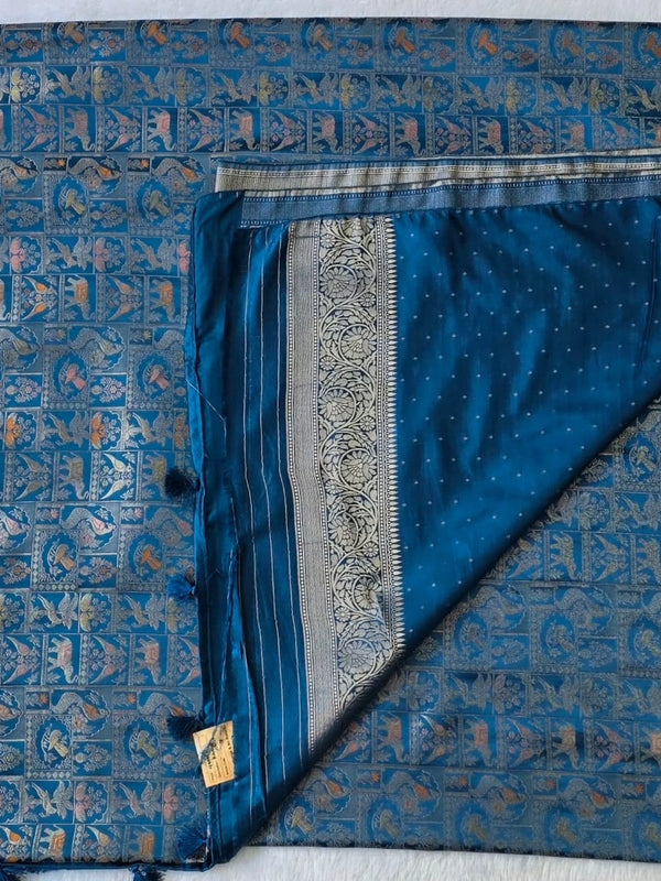 Kathan Blue Silk Saree