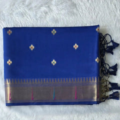 Paithani Deep Blue Chanderi Saree