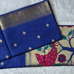 Paithani Deep Blue Chanderi Saree