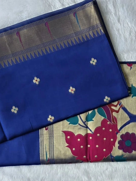 Paithani Deep Blue Chanderi Saree