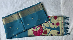 Paithani Blue Chanderi Saree