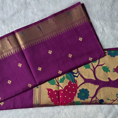 Paithani Magenta Chanderi Saree
