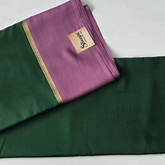 Pure Mysore Crepe Bottle Green Peach Silk Saree