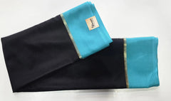 Pure Mysore Crepe Black Blue Silk Saree