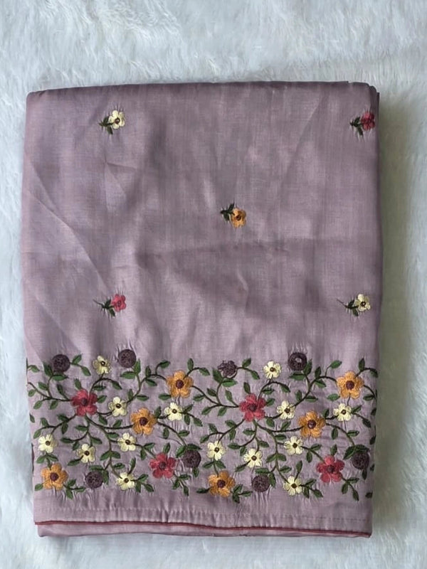 Satin Lavender Tussar Saree