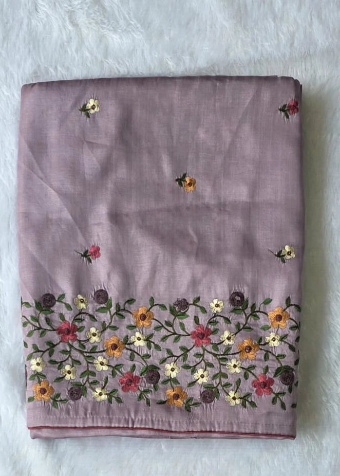 Satin Lavender Tussar Saree