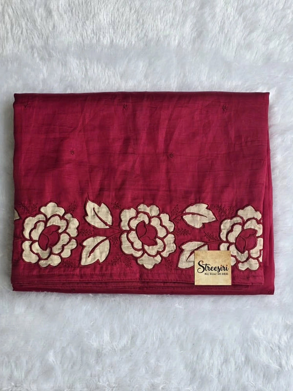 Raw Silk Purple Embroider Saree