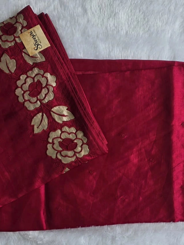 Raw Silk Purple Embroider Saree