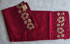 Raw Silk Rani Pink Embroider Saree