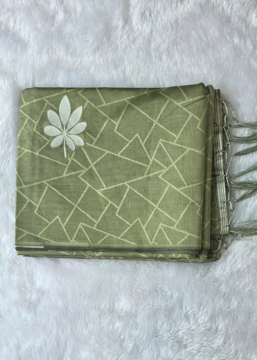 Viscose pista Tussar Saree