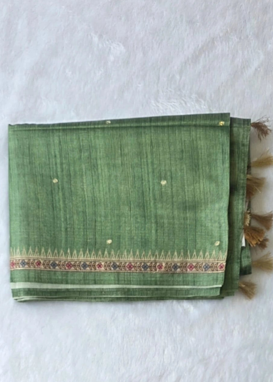 Kalamkari Green Tussar Saree