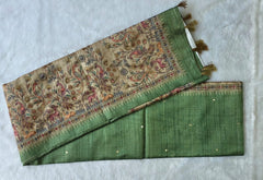 Kalamkari Green Tussar Saree