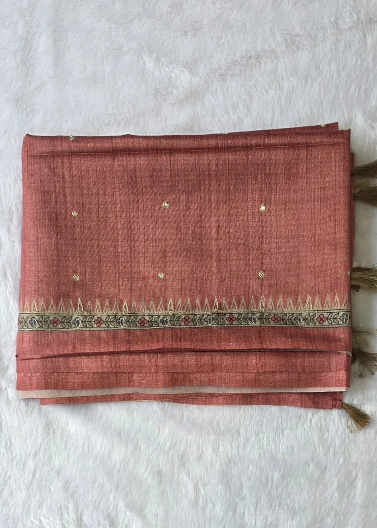 Kalamkari Shade of Red Tussar Saree