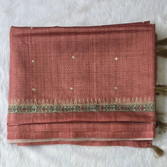 Kalamkari Deep Magenta Tussar Saree