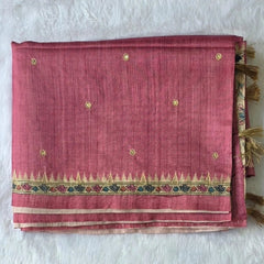 Kalamkari Deep Magenta Tussar Saree