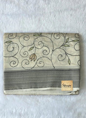 Kantha Work Cream Black Saree