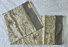 Kantha Work Cream Black Saree